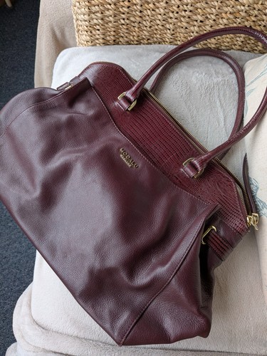 Modalu leather handbag plum - modalu,