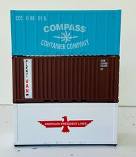WALTHERS COMPASS,  FLEXI VAN & AMERICAN PRESIDENT 20' HIGH CUBE CONTAINERS - HO
