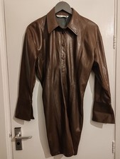 Zara Brown Faux Leather Shirt Dress Size S