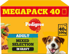Pedigree Adult Dog Wet Food Pouch Mixed Selection in Gravy, 40x100g