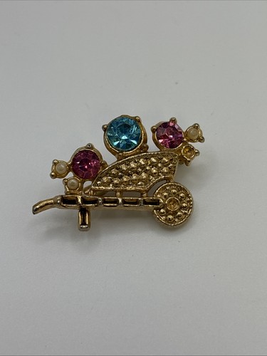 Vtg rhinestone gold - gold, toned