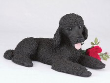 Large 125 Cubic Inches Black Standard Poodle Resin Urn for Cremation Ashes