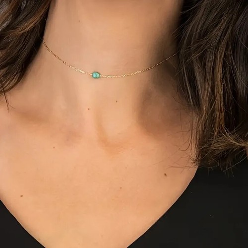 Choker necklace turquoise - necklace, oval