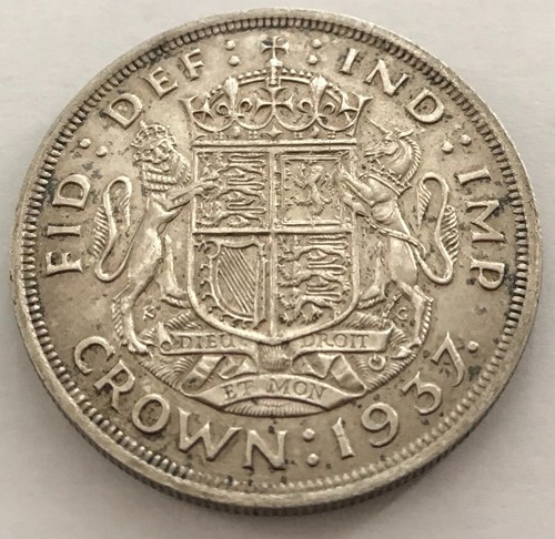 1937 silver crown - silver, coin