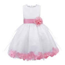 Kids Bowknot Petal Flower Girl Dress Bridesmaid Formal Birthday Party Ball Gown