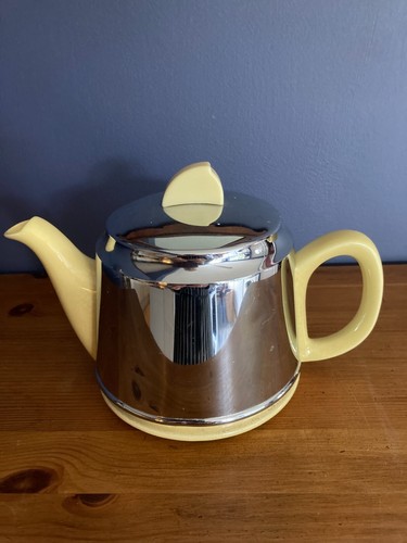 1930s yellow chrome tea pot - 1930s,