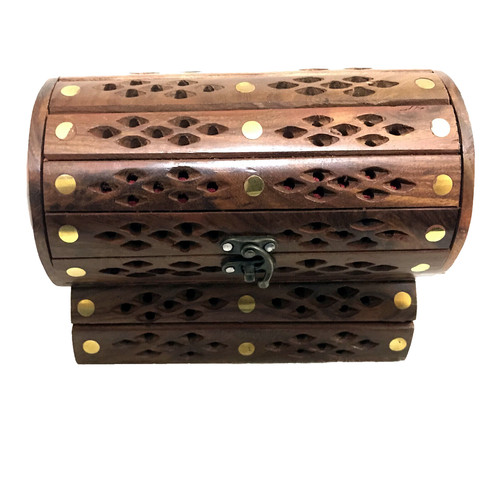 Jewellery box wooden brass - jewellery,