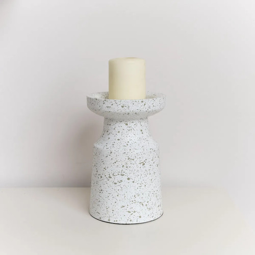White speckled metal - white, round
