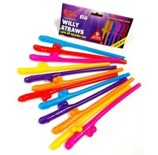 12 X Rainbow Willy Straws