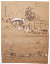 Elijah Albert Cox (1876–1955) Graphite sketch. two sketches on one sheet, Rye
