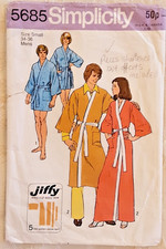 Vintage Sewing Pattern Simplicity 5685 Men's Kimono Robe 34-36 Complete 1973