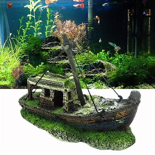 Aquarium wreck ship ornament - aquarium,