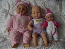 BUNDLE OF 3 LOVELY SOFT BODIED BABY DOLLS - ONE TALKING - 14", 13" & 9"