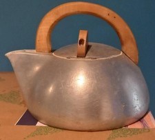Unusual Burnished Silver Metal Stove Farmhouse Kettle