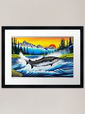 Salmon framed art print - art,