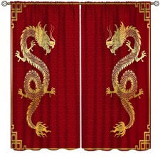 Chinese Dragon Curtains Red