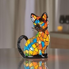 Tiffany-Style Cat Lamp Mosaic
