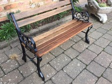 Garden bench (Child’s two seater) cast iron and hardwood