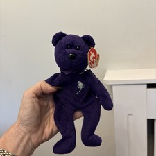 TY Beanie Babies purple Princess Diana Bear Indonesia P.E Pellets No Space 1997