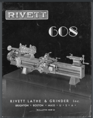 Rivett lathe bulletin 608d for - rivett,