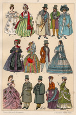 VICTORIAN COSTUME - Crinolines Bustles Top Hats Fashion Dress 1896 Antique Print