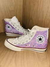 Custom Rhinestone Bling Converse Chuck Taylor All Star Purple High Top Size 6.5