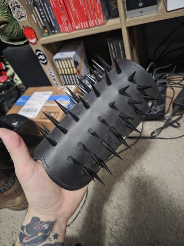 Leather spiked bracer - leather,