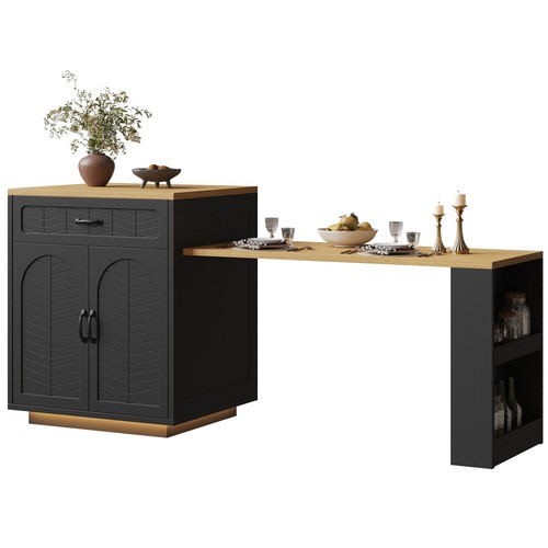 Black kitchen island - kitchen,