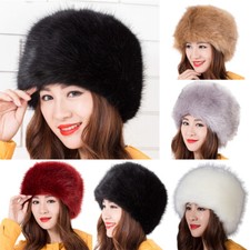 Lady Winter Warm Cossack Hat Russian Style Ski   Soft Fake Fur UK_