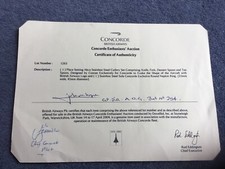 Concorde Enthusiasts Auction 2004 Cert of Authenticity Signed Bannister