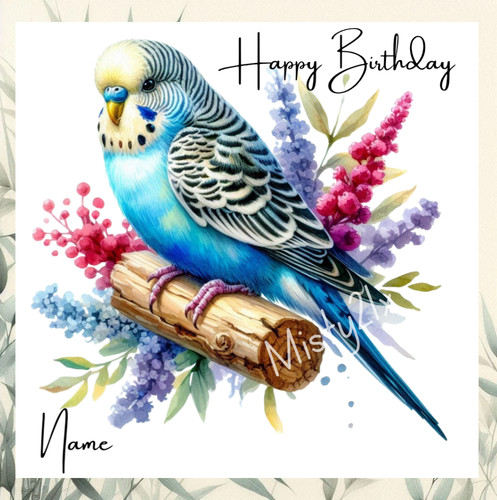 Personalised budgie birthday - budgie,