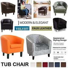 Tub Chair Velvet Faux Leather Armchair for Dining Living Office Room & Cafe