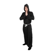 MENS MONK ROBE PRIEST FRIAR TUCK MEDIEVAL FANCY DRESS COSTUME RELIGIOUS BLACK
