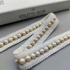Central Pearl Beaded Braid Trim Ribbon Edging Craft Sewing Home Deco Hat Bag