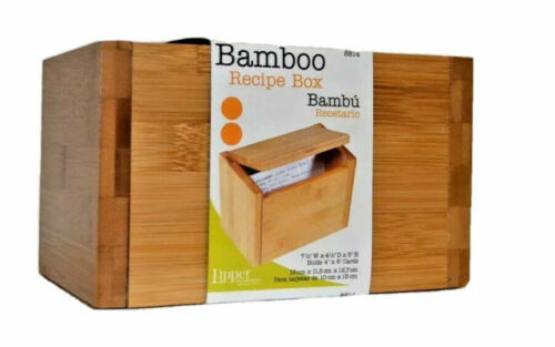 Bamboo recipe box wood kitchen - recipe,