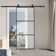 Home Sliding Door Glass Barn Door, 6FT Carbon Steel Track System Kit
