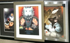3 framed postcards -