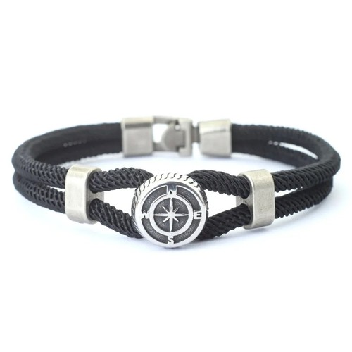 Mens compass rope bracelet - compass,