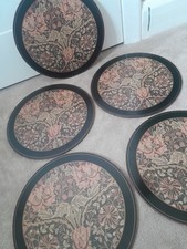 Set of 5 Round William Morris Pimpernel Placemats / Table Mats Botanical Garden