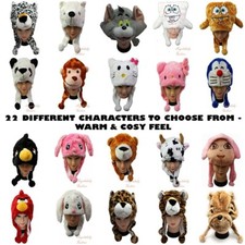 Childrens Kids Faux Fur  Animal Head Trapper Hat Short Warm Cartoon Costume Dres