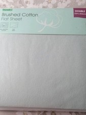 DUNHELM BRUSHED COTTON DOUBLE DUCK EGG BLUE FLAT SHEET. 1