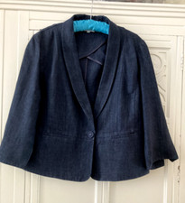 KALIKO-100% Navy linen jacket. Size: Says 20 but more a 16
