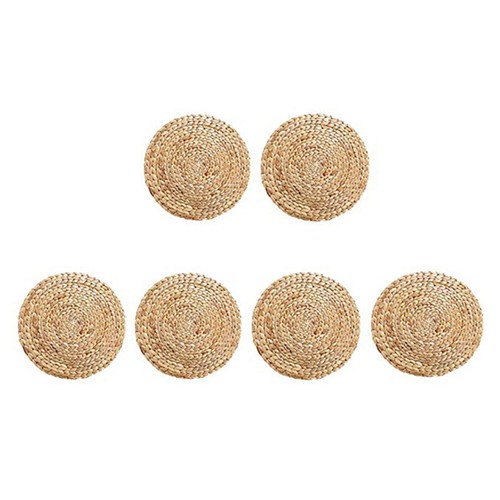 Round woven rattan placemats - woven,