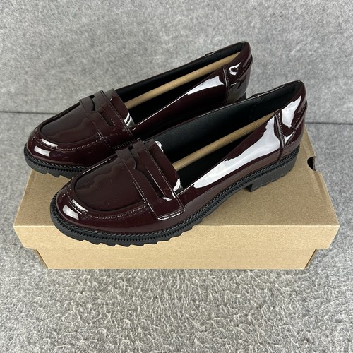 Clarks patent slip loafers - clarks,