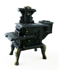 Dolls House Black Wood Stove Cooker Miniature Old Fashioned Kitchen Furniture