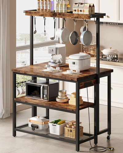 Rustic kitchen island - kitchen, with