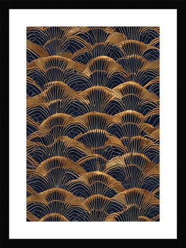 Moody art deco fan - deco, framed
