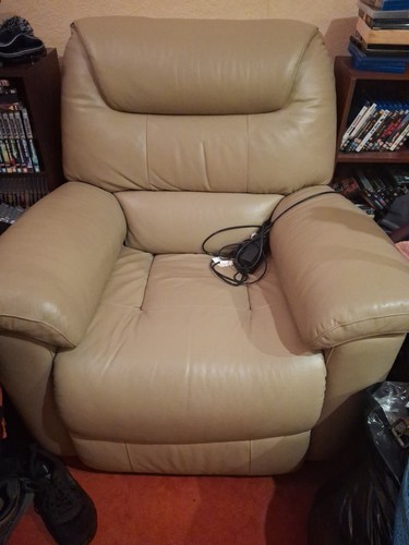 Beige leather recliner - beige,