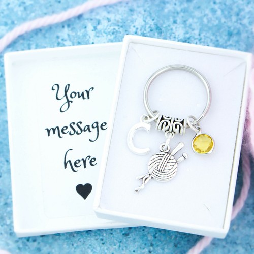 Knitting keyring personalised - keyring,,