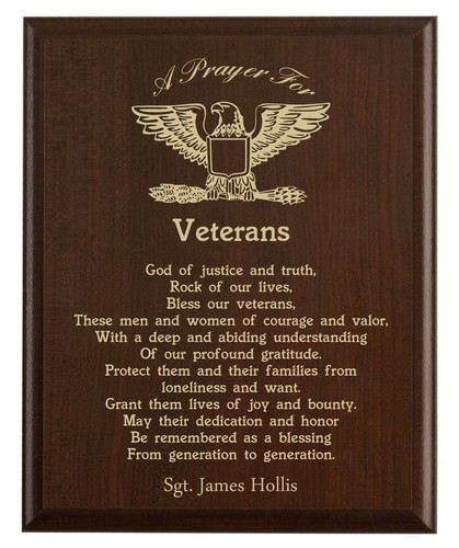 Military veteran prayer plaque - military,